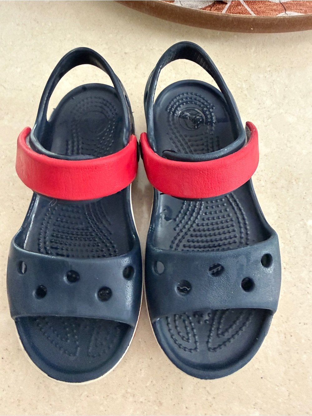 Crocs Kids Navy and Red Sandals